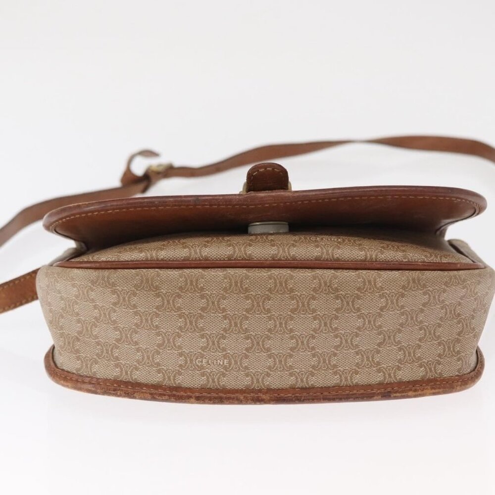 Authentic CELINE Macadam Canvas Shoulder Bag PVC Beige Gold - Picture 12 of 16